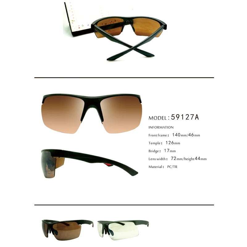 Flexible Half Rim Sports TR90 Sunglasses 59127A 1 Flexible Half Rim Sports TR90 Sunglasses 59127A 1